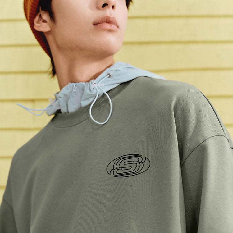 Skechers Retro Sports Loose Fit Crewneck Sweatshirt Unisex Sweatshirt Laurel-Oak Gray L324U096-04AU