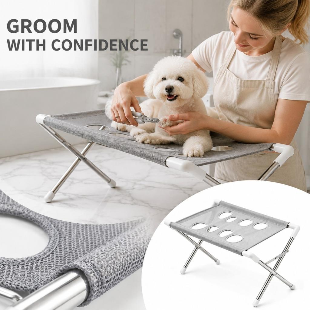 Stainless Pet Bathing Rack with -Scratch - Restraint and Dog Grooming Holder for Washing and Nail Trimming