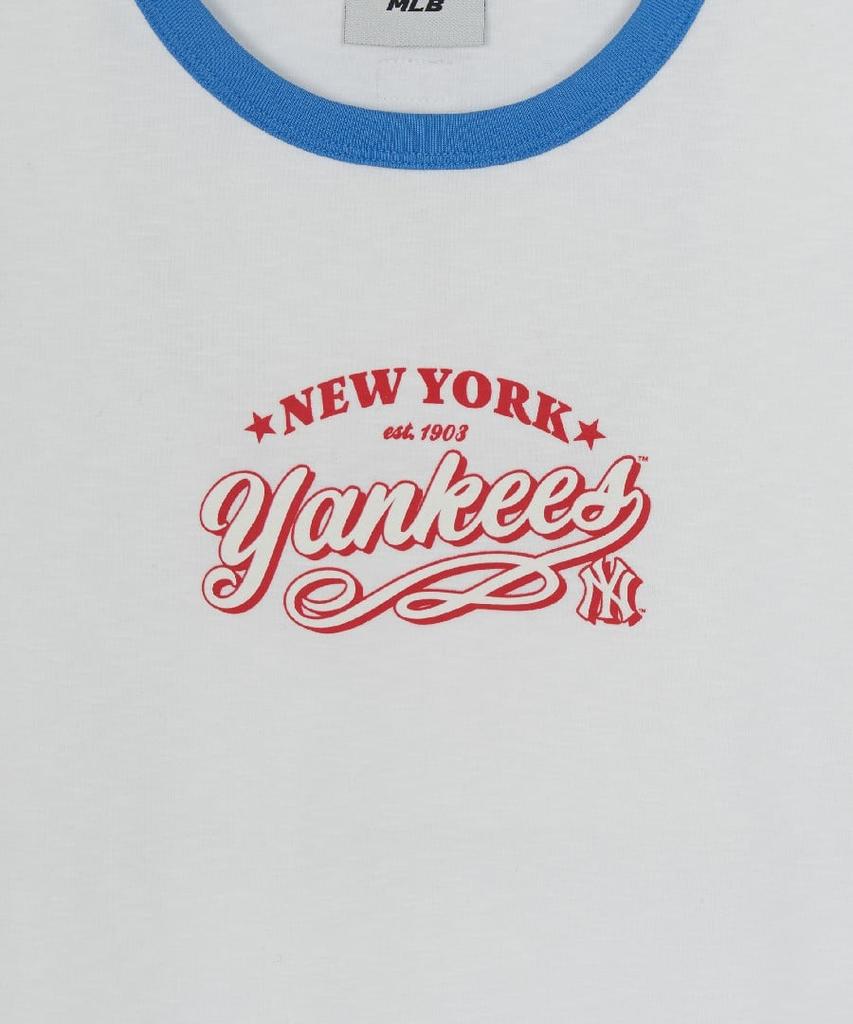Emelbi Women'S Varsity Lettering Slim Slub Ringer T-Shirt Ny (White)