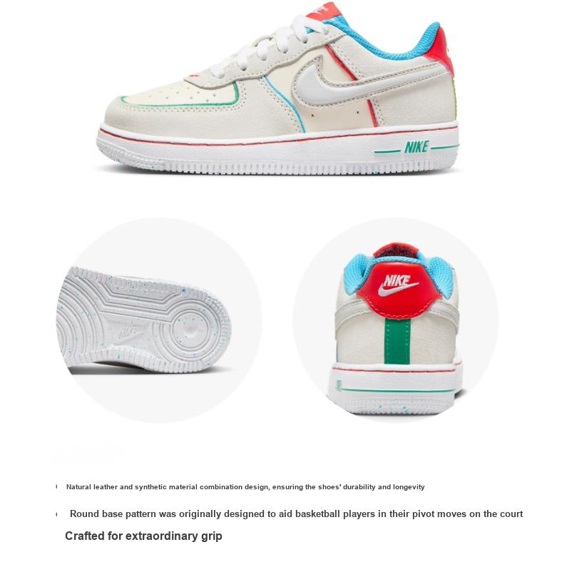 Nike Force 1 LV8 PS Holiday Cookies Kids Sneakers Cream Pale-Ivory Picante-Red FQ8351-110