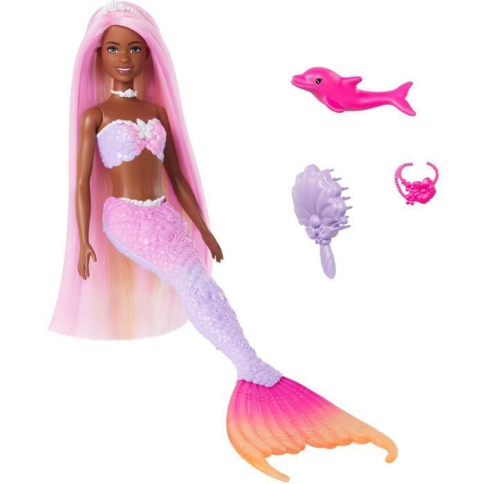 Poupée Sirène - Barbie - aBrooklyna - Cheveux Roses - Effet Changeant De Couleur - Accessoires Inclus