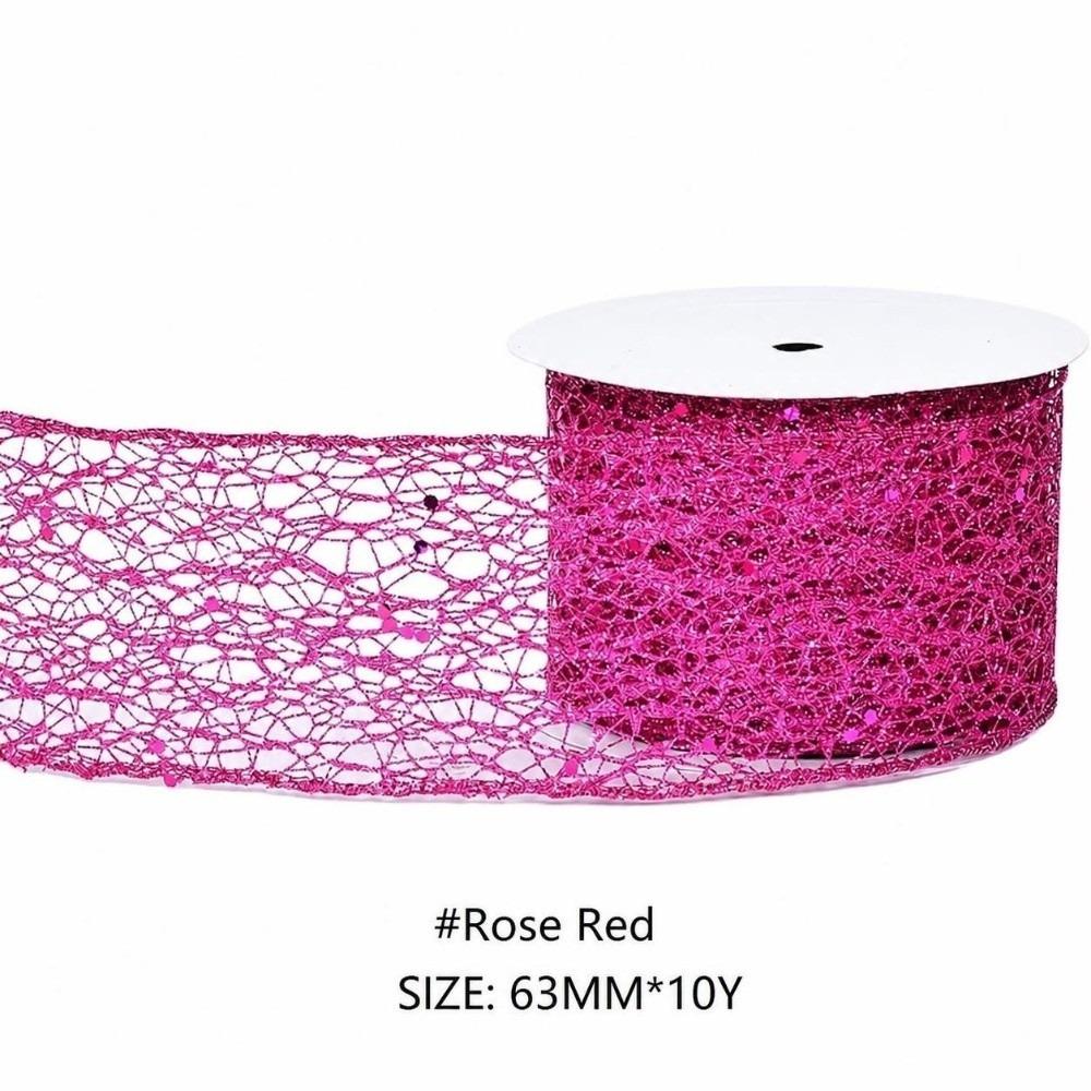 10 Yards/Roll Wired Edge Ribbon Glitter Sequins Organza Ribbon  Christmas Tree Decor