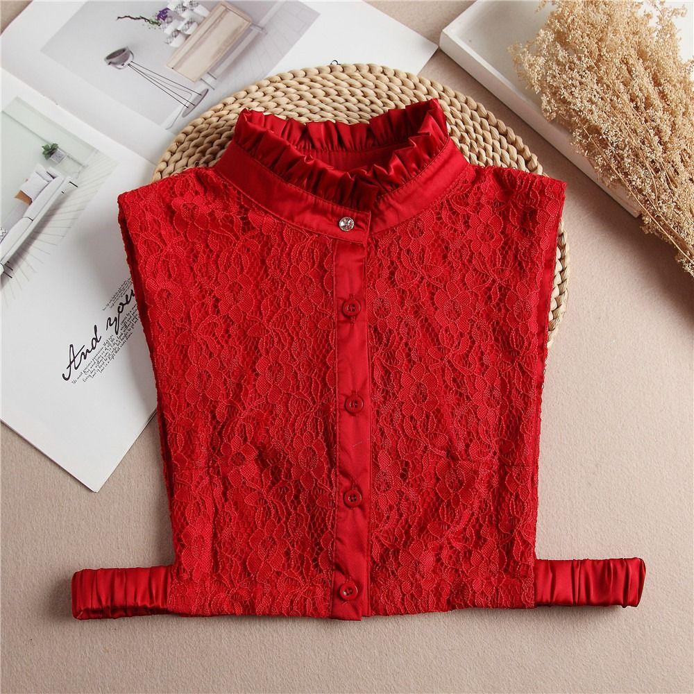 1 Pcs Detachable Cotton False Collar Solid Color Lace Half Blouse Turtleneck Elegant Pullover Underwear Women Ladies