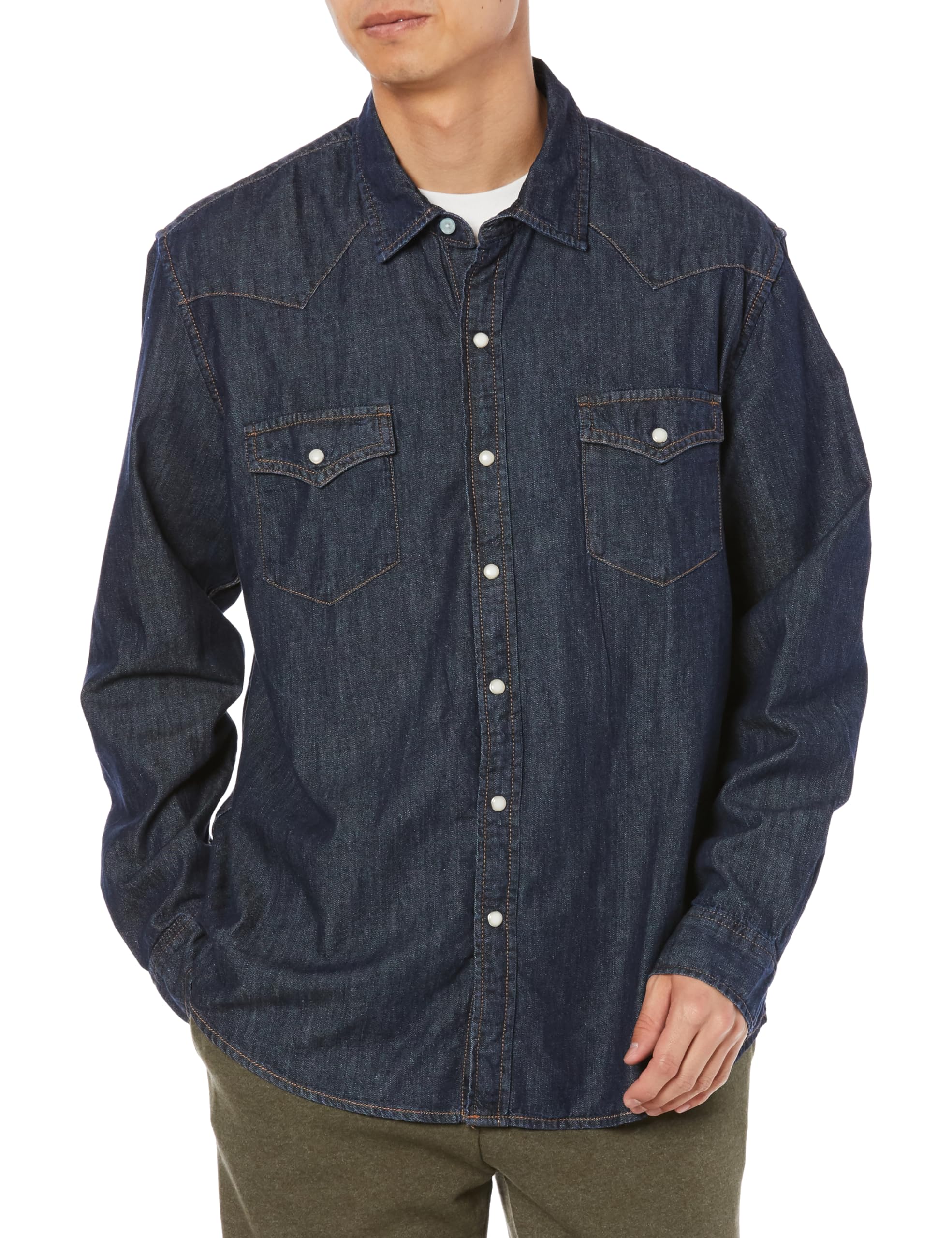 

Amazon Essentials Men s Regular Fit Long Sleeve Denim Shirt, Rinse, Size XL