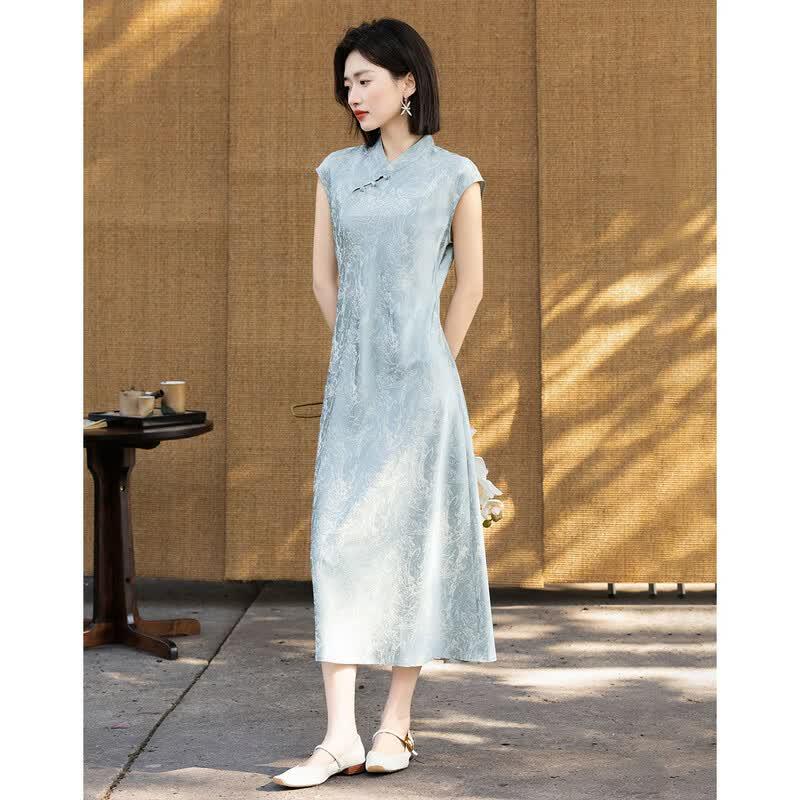 Demana New Chinese Style Stand Collar Jacquard Dress