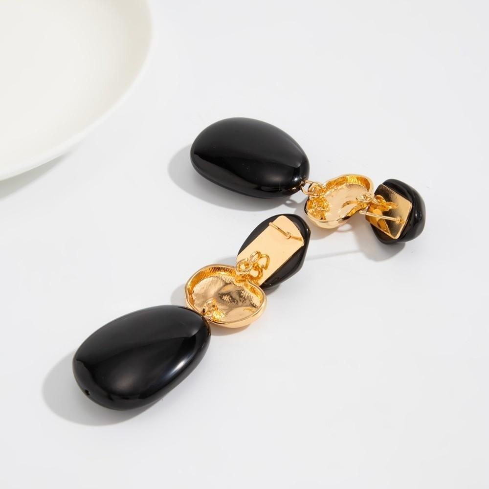 Long Drop Resin Drop Earrings Tiered Hammered Metal Earrings Marbled Resin Earrings For Women
