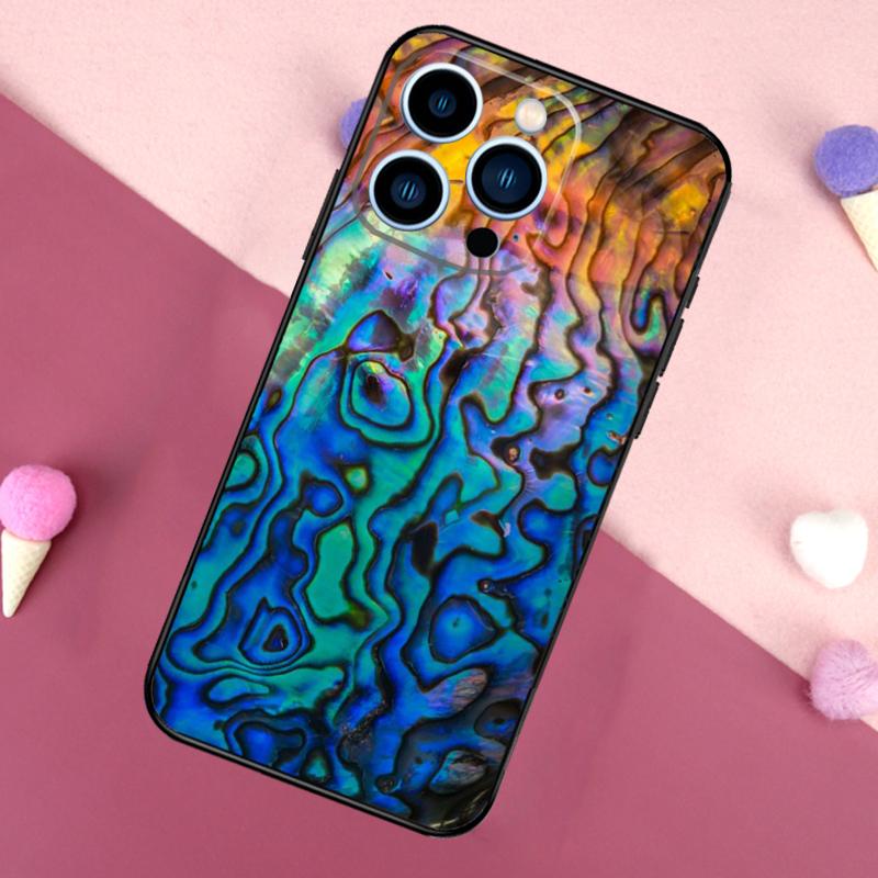 Abalone Sea Shell Texture Case For iPhone 16e 16 15 Pro Max 11 12 13 Mini 14 15 Pro Max 15 Plus XR Phone Back Cover