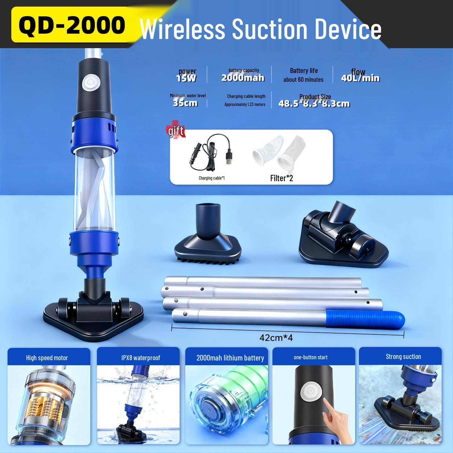 Oubai Wireless Fish Pond Vacuum Cleaner: