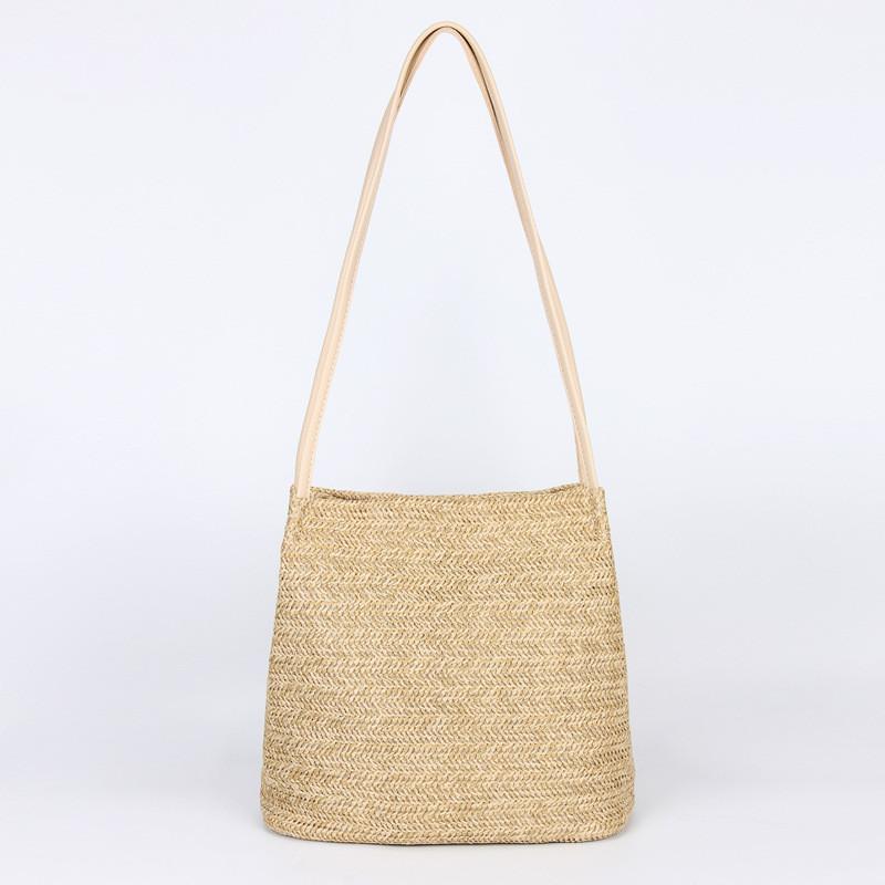 Straw Bucket Bag For Women With Magnetic Closure And Inner Pockets Ideal For Daily Use