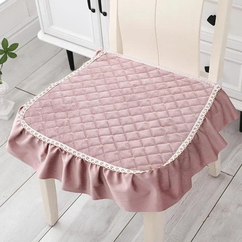 

Solid Soft Chairs Cover Four Seasons Universal Suede Chair Cushions Home Restaurant Silicone Anti Slip Clip Cotton Stool Cushion 45x38x42cm 1pcs