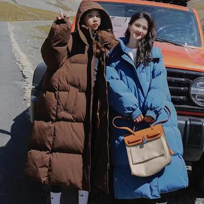 Women's 3XL Thickened Down Cotton Coat Winter Fashion Season Loose Long Knee-length Cotton Coat Jacket Hooded Bread Coat Windbreaker