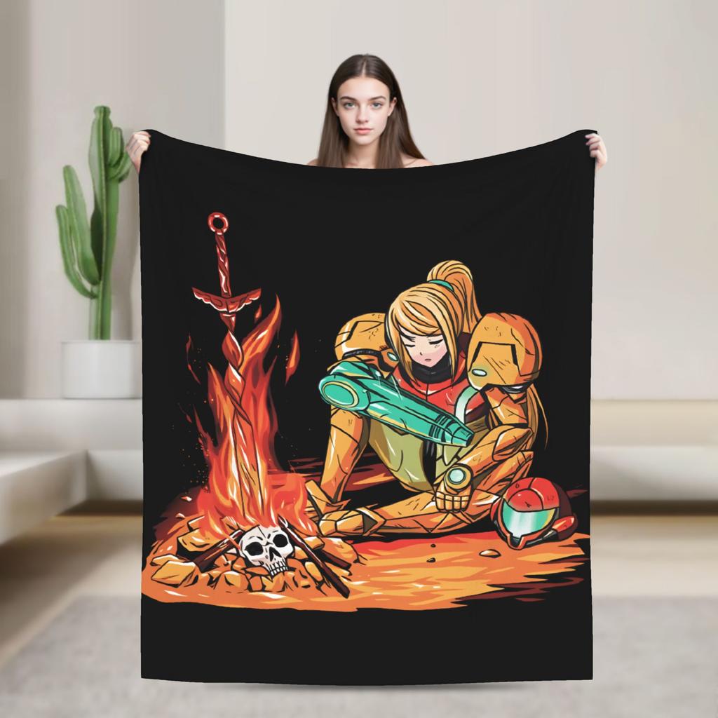 Metroids Hero Game Blankets Flannel Vintage Breathable Throw Blanket for Bed Sofa Winter