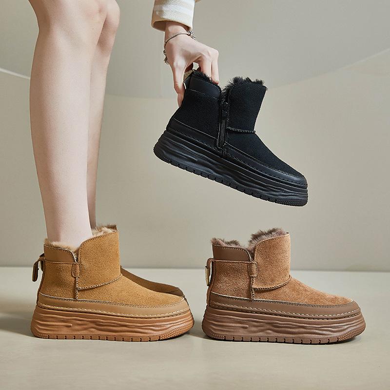 Fleece High-top Snow Boots for Women's Winter New Student Ins Korean Version of Warm Casual Platform Cotton Shoes 9010