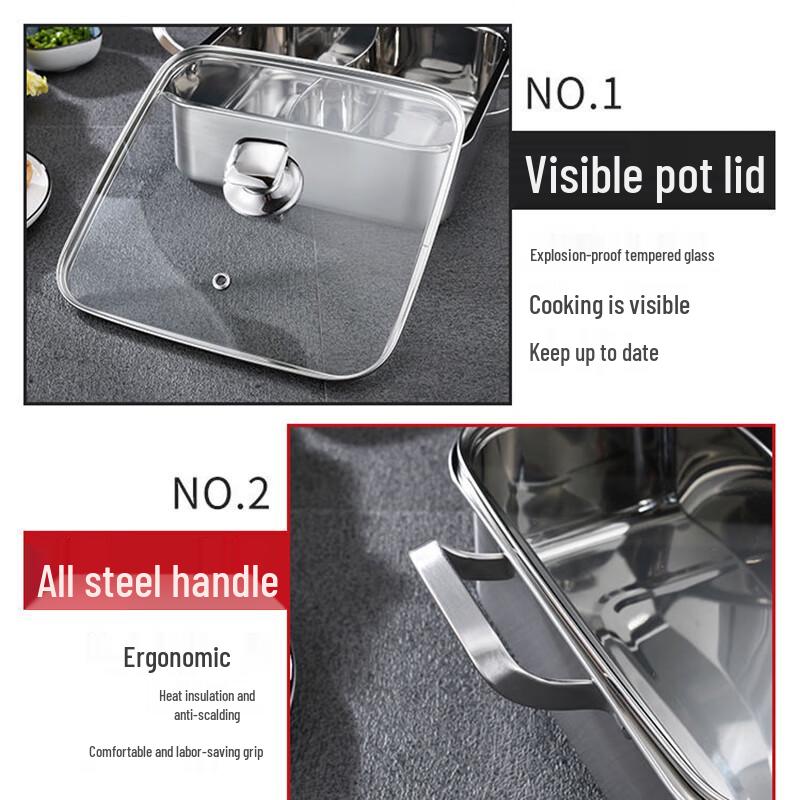 Maidekai čtvercový horký hrnec z nerezové oceli 304 s víkem