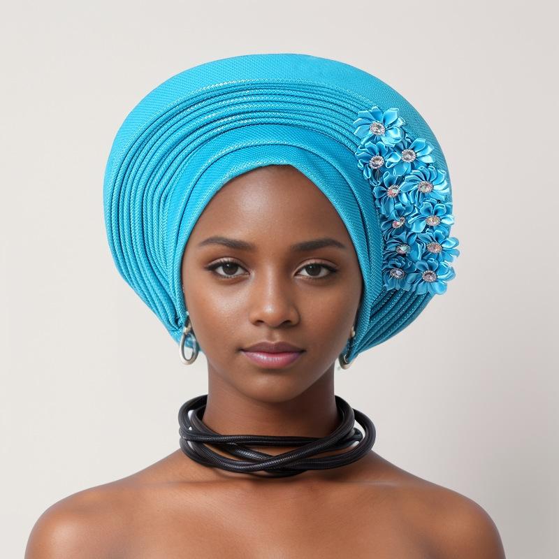 Hochzeit Mehrschichtiger Turbanhut Afrikanische Fächerförmige Kopfwickel Gefaltete Kopfbedeckung
