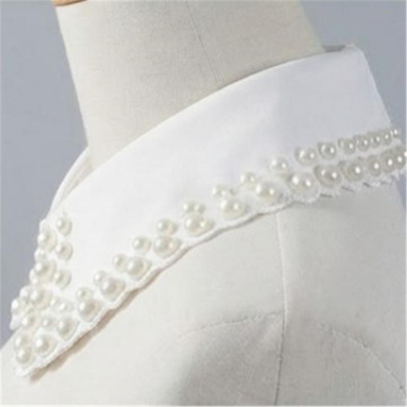 Korean Style Front Opening Artificial Pearls Detachable Collar Elegant Accessory For Dresses And Sweaters