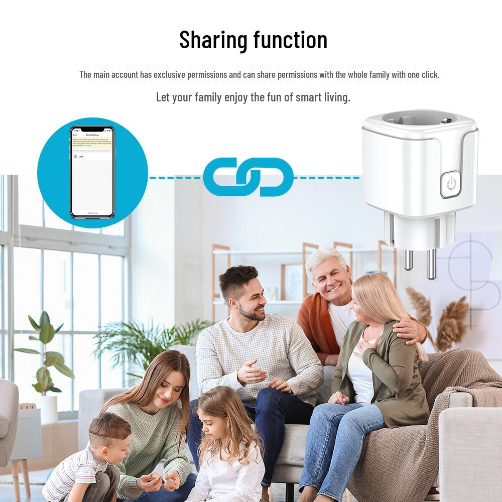 EU Standard Smart Tuya WiFi Socket with Timer, Alexa Remote Control & Metering