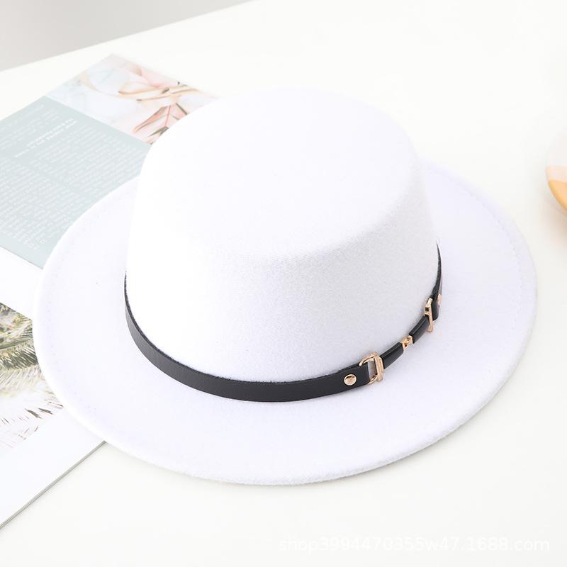 Autumn and Winter New Retro British Style Flat Top Hat Couple Men and Women Gentleman Hat Stage Performance Small Brim Fashion Hat