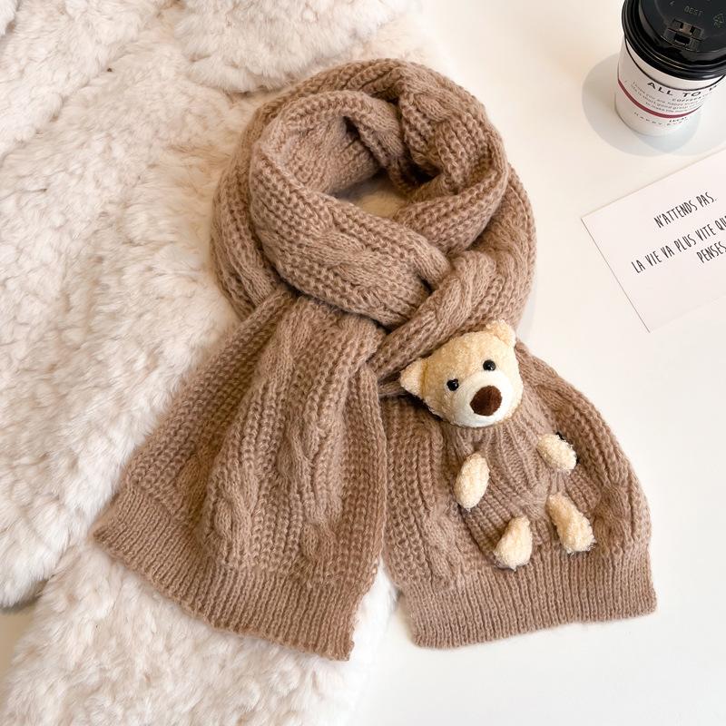 New bear purple scarf women's winter fashion thickened warm knitted scarf student shawl