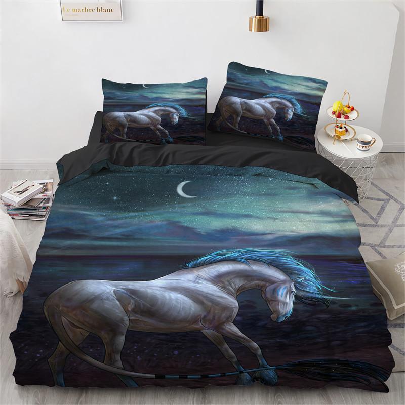 Cartoon Einhorn Fliegendes Pferd Bettwäscheset Jungen Mädchen Einzelbett Queen Size Bettbezug Kissenbezug Bett Kinder Erwachsene Heimtextil