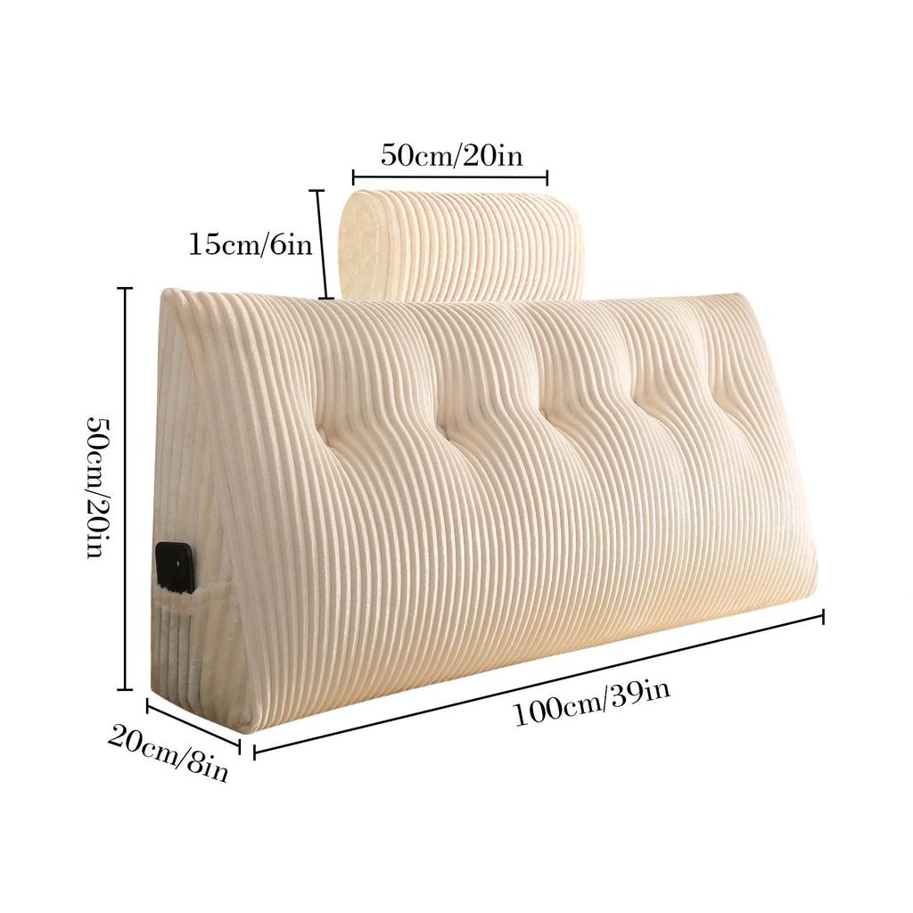 Wedge Headboard Pillow Triangle Cushion Waist Support with Neck Pillow