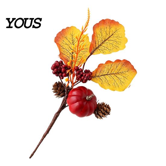 Multi-element Fall Bouquet Autumn Flower Bouquet, Artificial Floral Picks with Maple Leaves Pumpkins Pine Cone Stems Berries Cones for