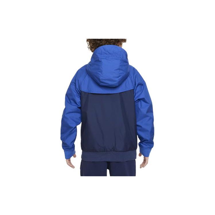 Nike Sportswear Windrunner Logo Print Color Block Hooded Jacket Kids Jacket Navy-Blue FN8757-480