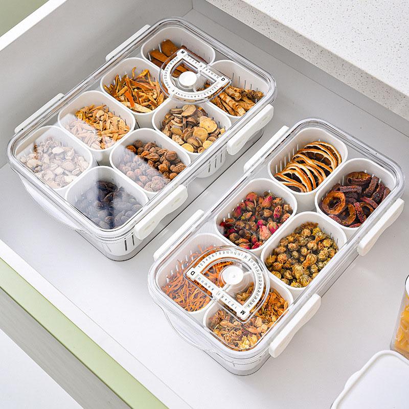 Multifunction Fridge Organizer Storage Box with Draining Baskets, Fridge Storage Boxes Containers Transparent PET with Lids