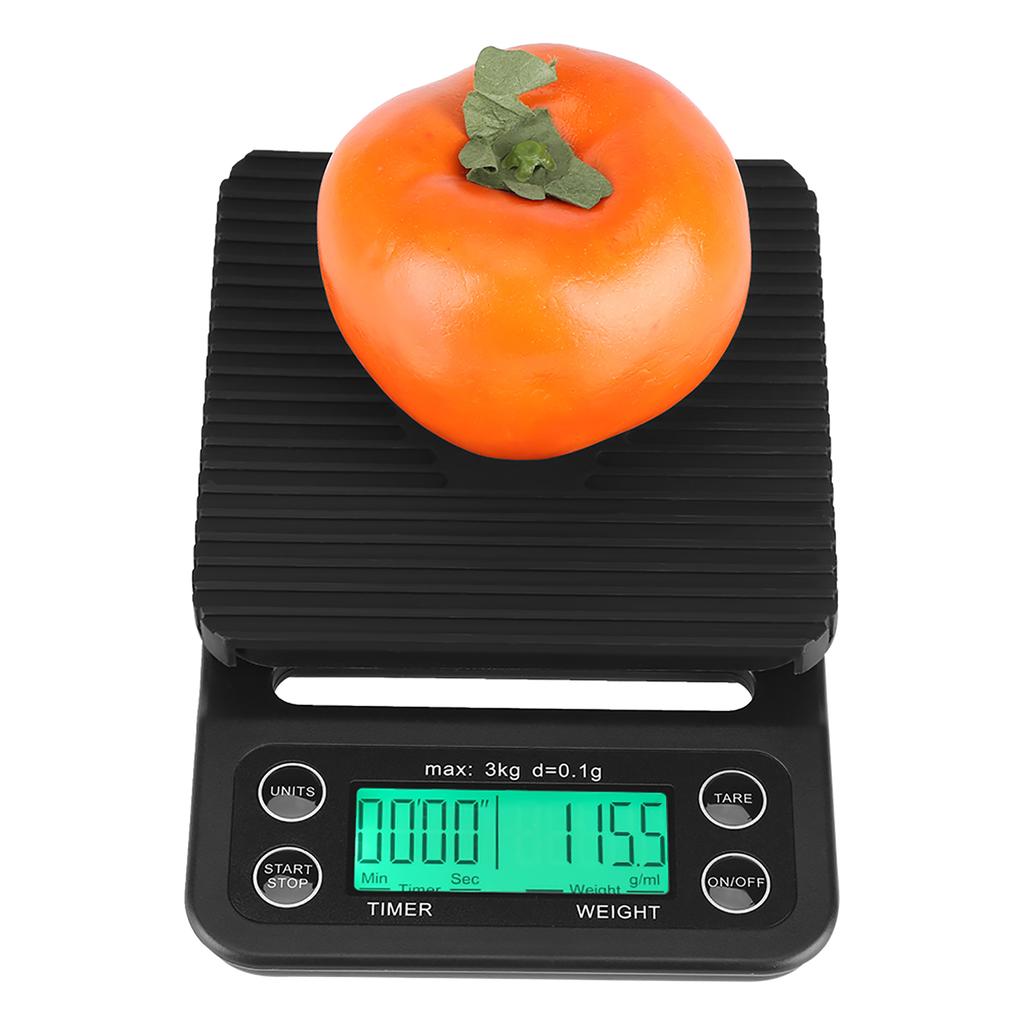 3KGCelsius0.1g Digital Kitchen Food Scale Drip Coffee Weighing with Timer (Bluish Violet  Backlight)