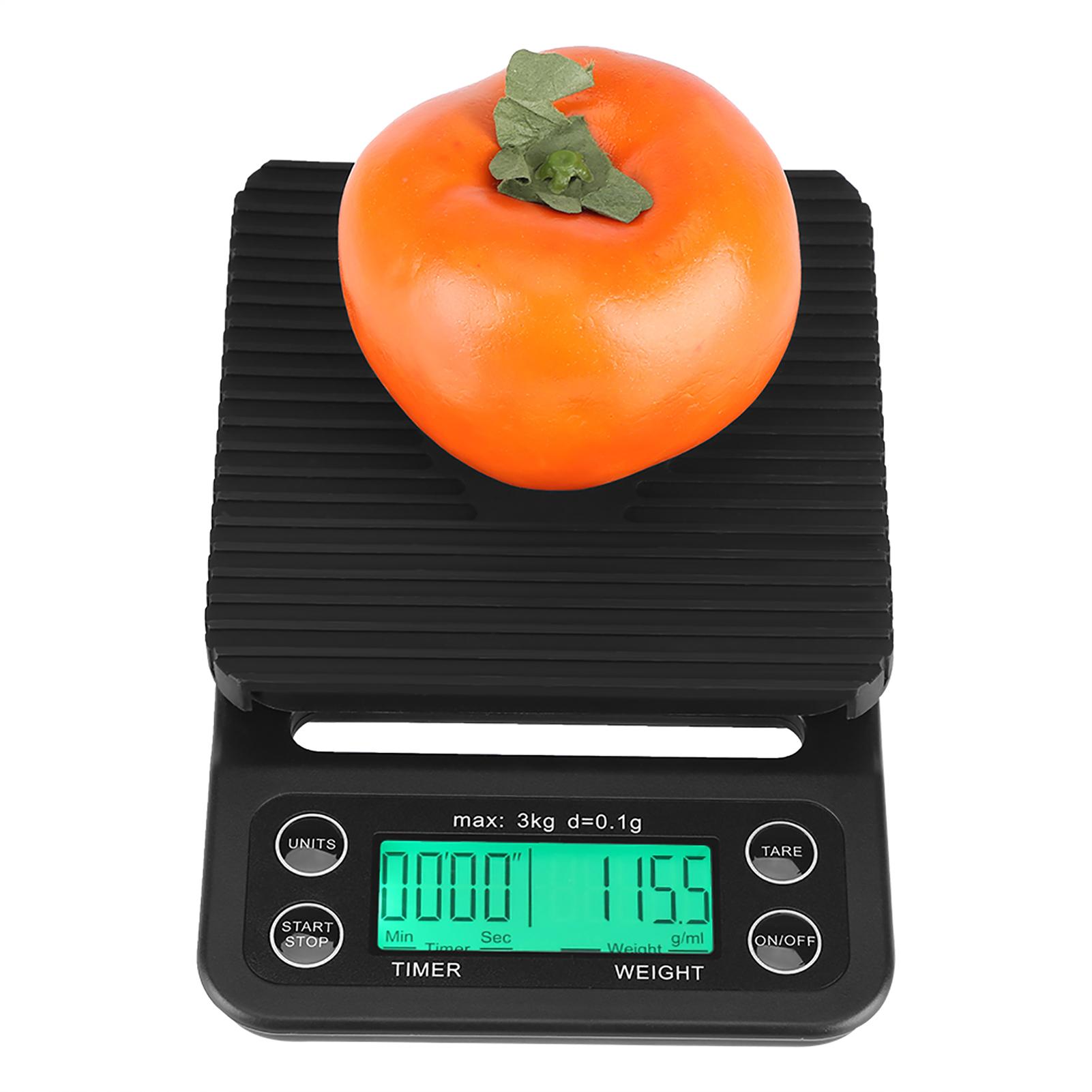 3KG Celsius 0,1g Digitale Keukenweegschaal Weegschaal voor Druppelkoffie met Timer (Blauwpaarse achtergrondverlichting)