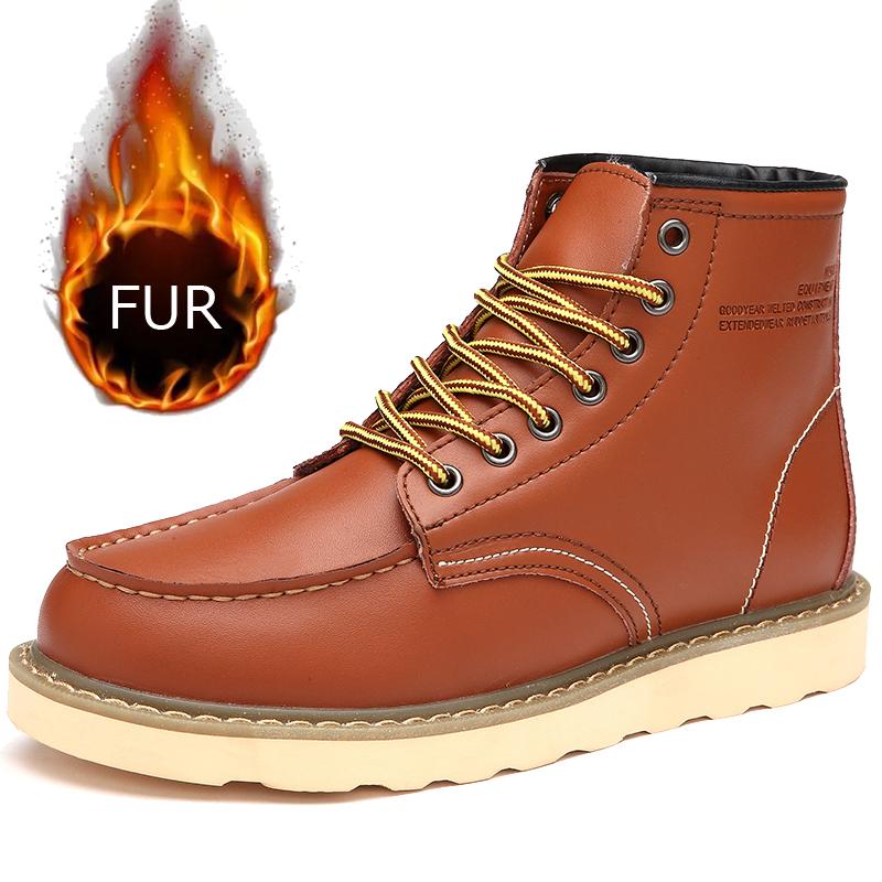 Winter Velvet Warm Outdoor Work Leather Shoes Brand Western Cowboy Boots Soft Soled Comfortable Lace Up Desert Boots