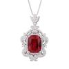 Jewelry Copper Bottom Gold-Plated European Simulation Emerald Red Corundum Luxury Inlaid With Fat Square 12 * 16 Pendant Necklace Female