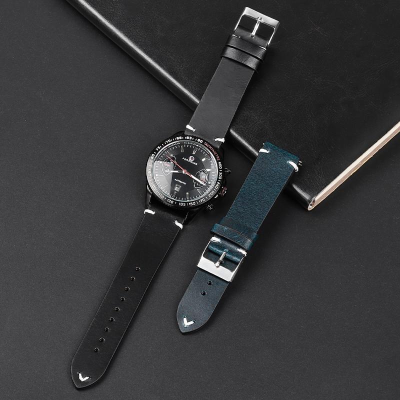 Retro Oil Wax Colored Leather Watchband for Seiko Quick Release Calfskin Cowhide Bracelet 18mm 20mm 22mm High Quality Wristband