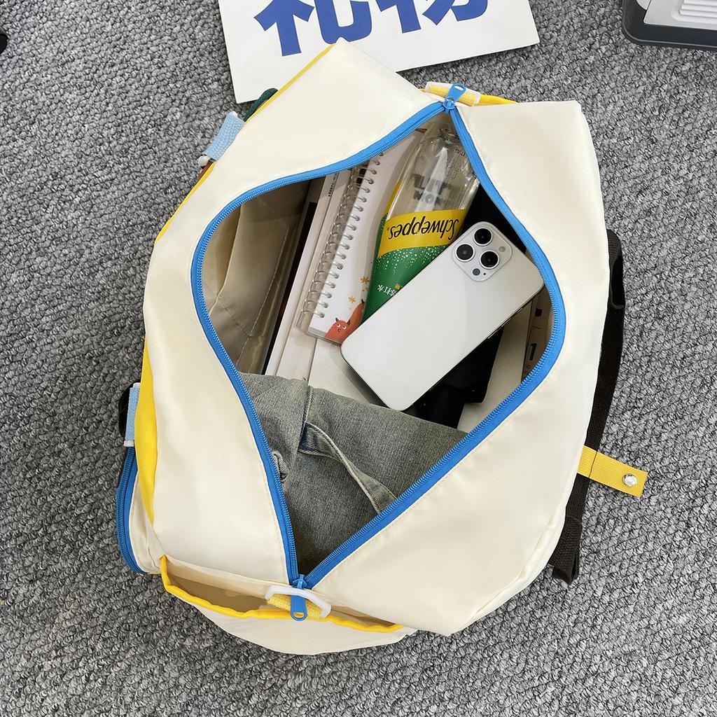 Contrast color leisure sports fitness bag large capacity short trip business travel luggage bag dopamine portable oblique span bag
