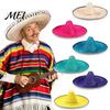 Volwassen Vakantiehoed Mexicaanse Sombrero met Kleurrijke Pompons, Hawaïaanse Stijl Geweven Strooien Zonnehoed, Met Brede Rand Lichtgewicht Themafeest Kostuum voor Zomerstrand