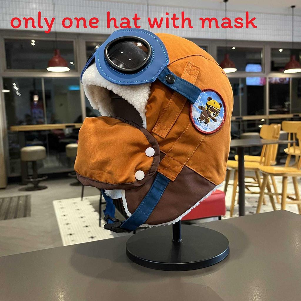 

No Brand Winter Childrens Aviator Hat With Fleece Lining And Ear Protection For Snow Play помаранчевий