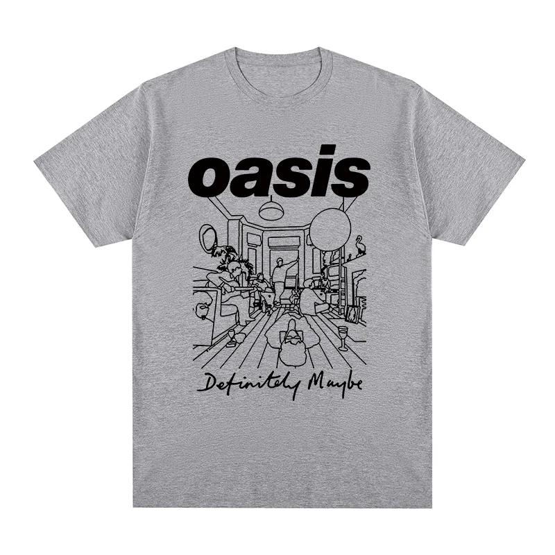 Summer fashion men's T-shirt, Oasis Band logo rock band retro T-shirt, 100% pure cotton casual loose high-quality T-shirt for me