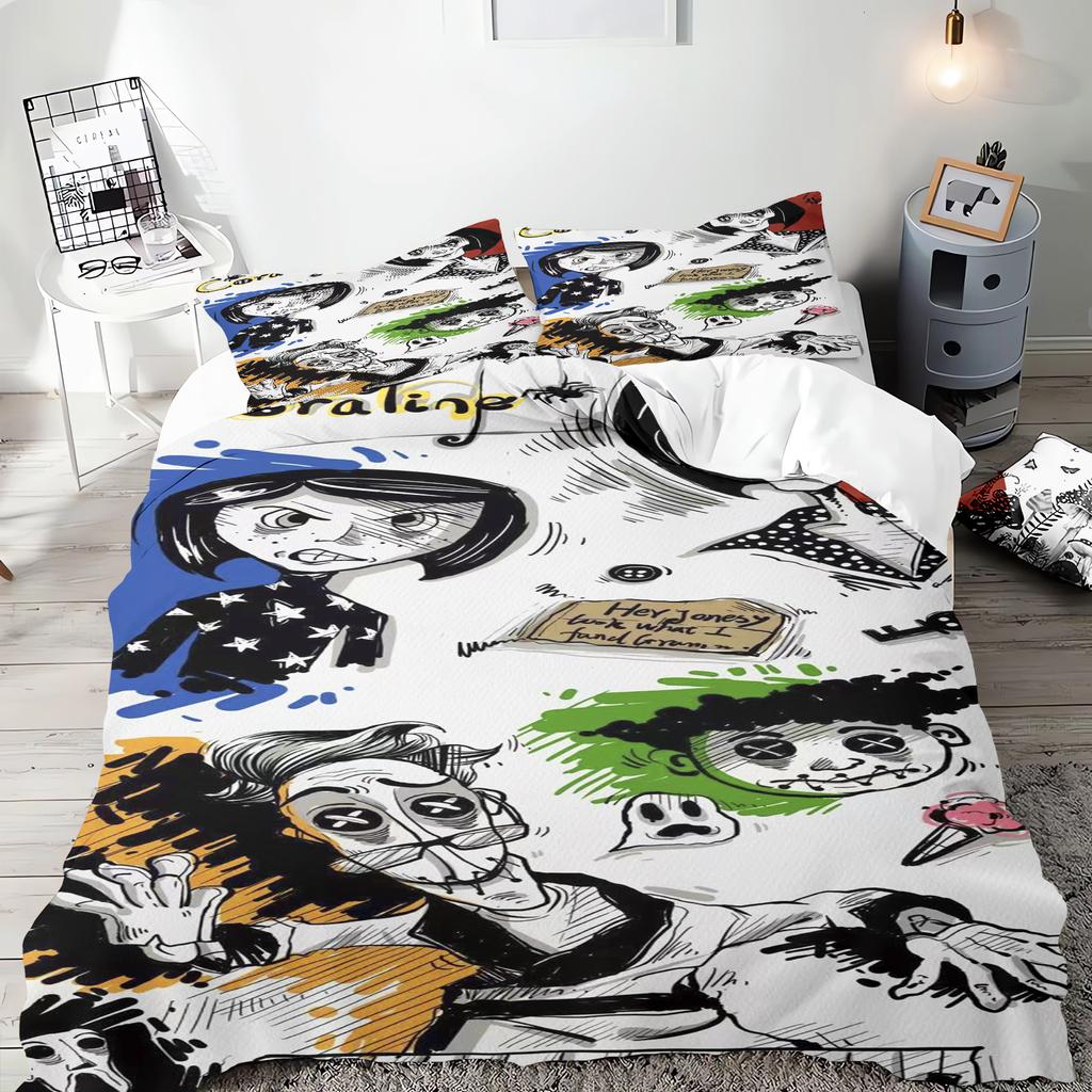 Copripiumino Coraline Set Lenzuola Miles Camera Adolescenti 100% Poliestere Decorazione Ultra Morbido Confortevole Stanza Bambini Nuovo Varie Misure