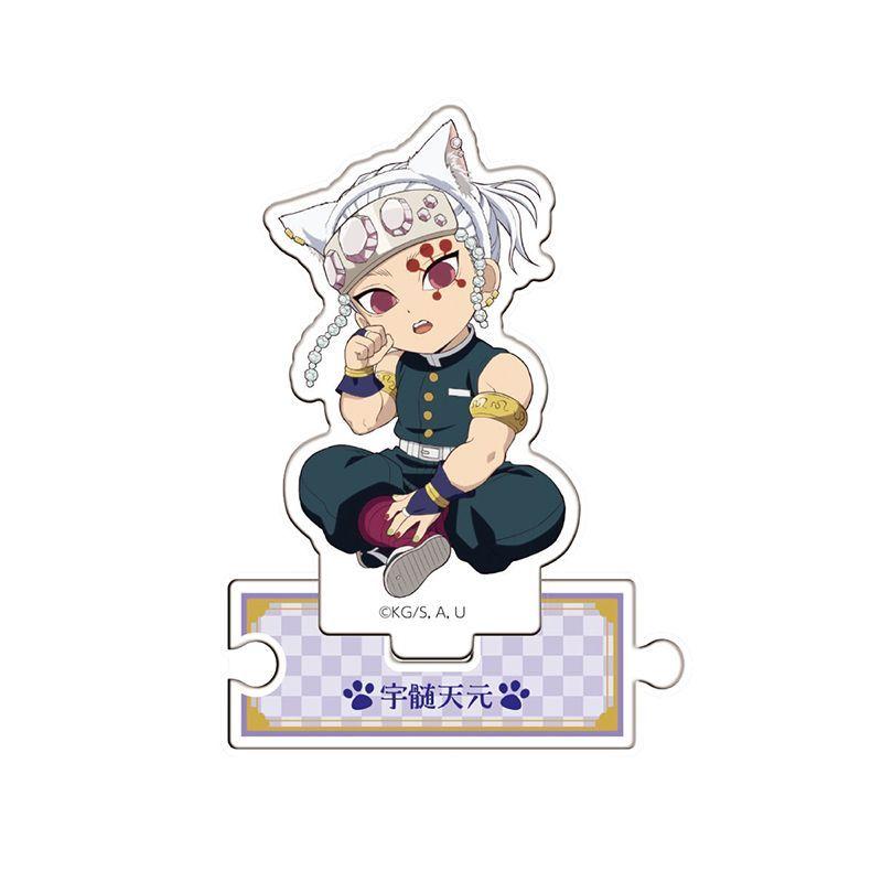 Giyu Cat Ears Figure Q Acrylic Stand Mini Tanjiro Cute Cat Standing Plate Zenitsu Acrylic Ornaments Collectible Accessory Toys