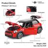 Metal die-cast 1/24 scale MINI COOPER car model simulated tire pulling back and moving forward Halloween gift