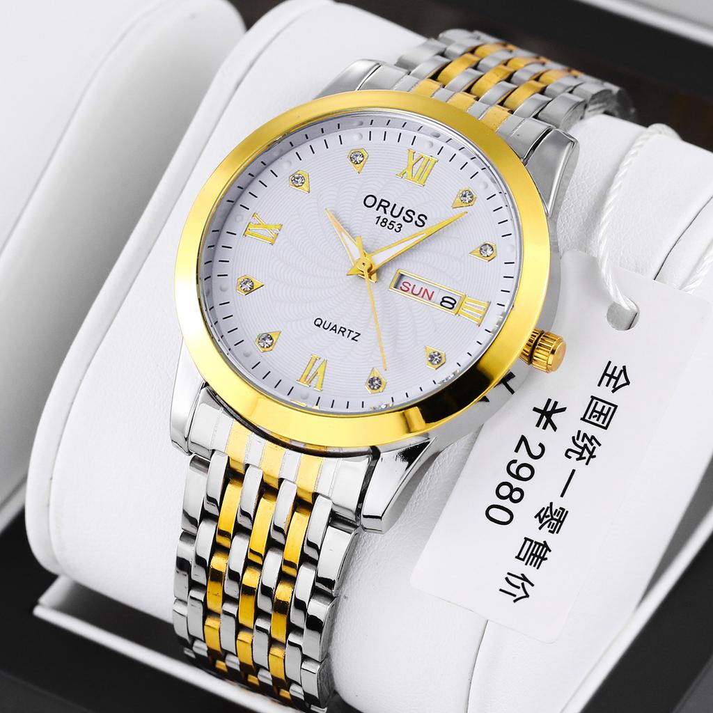 Fully Automatic Movement Watch Watch Men'S Waterproof Luminous Watch Double Calendar Diamond-Encrusted Casual Watch