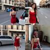 South East Asia Sexy Backless Butterfly Red Suspender Dress Female Xia Chun Wants To Close the Waist and Show the Figure