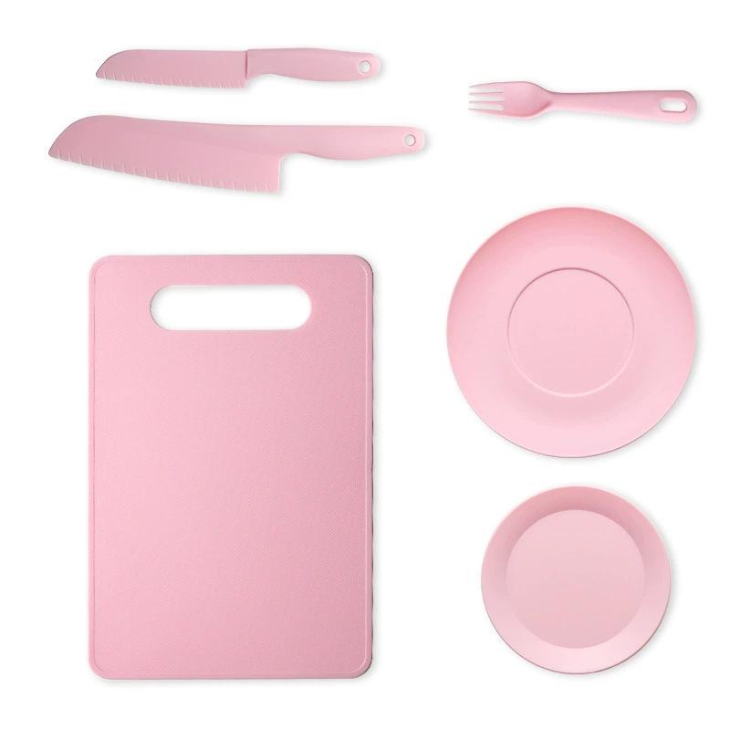 Available Kindergarten Plastic Kitchen & Fruit Knife Set for Kids - Includes Baby Fork & Vegetable Cutting Tools.