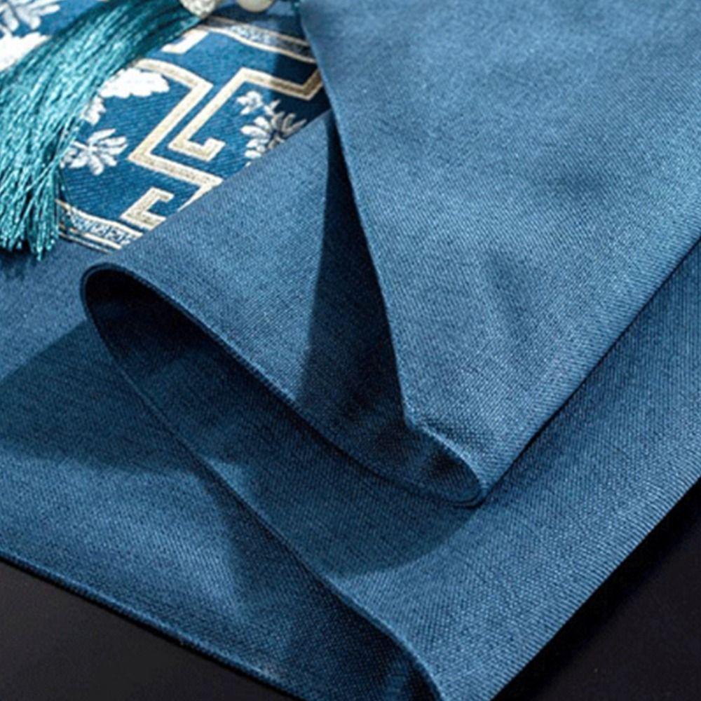 Chinese Style Retro Table Flag Washable Tea Table Cloth Floral Table Runner Festive Party Decor