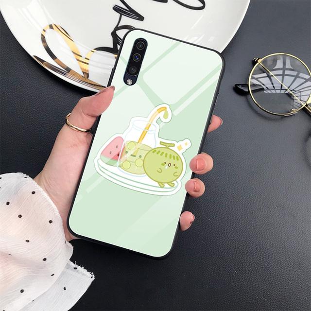 Cartoon Cute Milk Tea Case For Samsung Galaxy A52 A70 A71 A73 A53 A13 5g A03 A72 A22 A21s A03 Core A42 Tempered Glass Cover