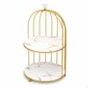 Bathroom Countertop Organizer with Birdcage Design for Cosmetics and Toiletries Double Layer White