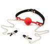Silicone Mouth Gag Chain Nipple Clamp BDSM Bondage Sex Toy For SM Game