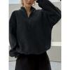 Women's Fuzzy Crew Neck Sweatshirt Long Sleeve Loose Fit Solid Color Oversized Casual Fall Winter Pullover