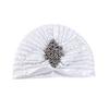 Damer Topphatt Rombus Rhinestones Dekor Plissert Turbanhatt Gullbelagt Pyntet Hatt Elastisk Design Hodeplagg