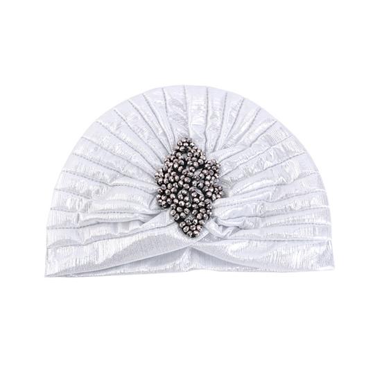 Damer Topphatt Rombus Rhinestones Dekor Plissert Turbanhatt Gullbelagt Pyntet Hatt Elastisk Design Hodeplagg